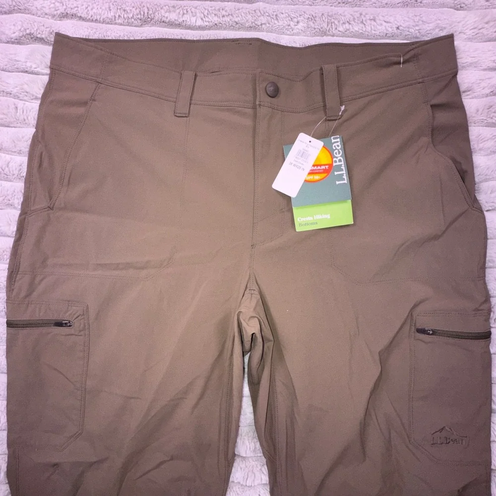 L.L.Bean Cresta Hiking Pants Mens‎ 38x29 Stretch Dark Cinder Tan Utility UPF 50+